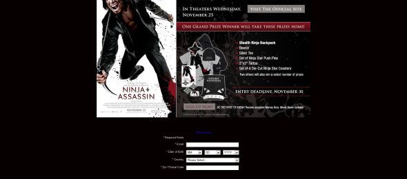 Ninja Assassin Sweepstakes