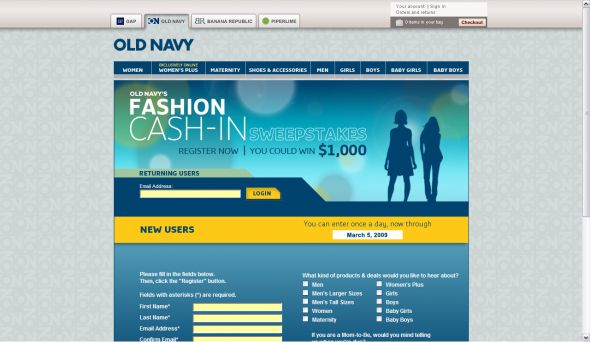 Old Navy’s Fashion Cash-in Sweepstakes