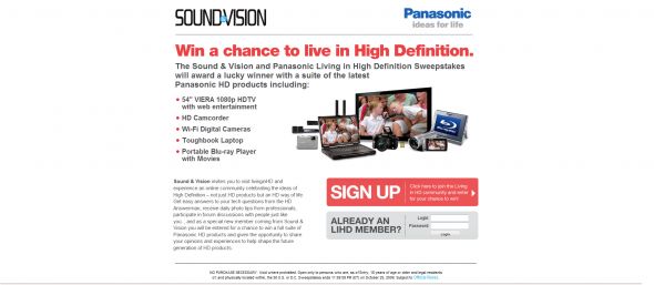 Panasonic Living in HD Viera Influencer Sweepstakes