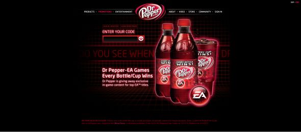 2010 Dr Pepper EA Games Every Bottle/Cup Wins Promotion