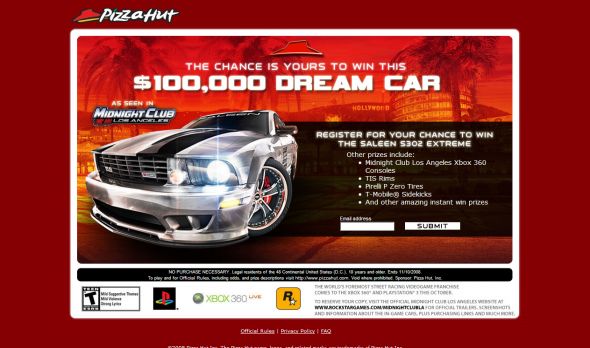 The Pizza Hut Midnight Club LA Instant Win and Sweepstakes