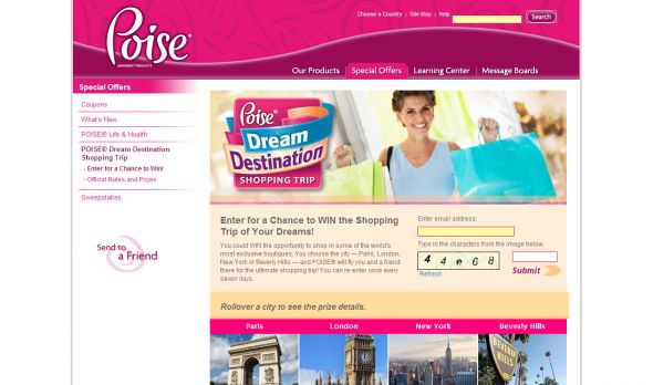 Poise Dream Destination Shopping Trip Sweepstakes
