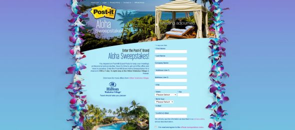 Post-it Aloha Sweepstakes