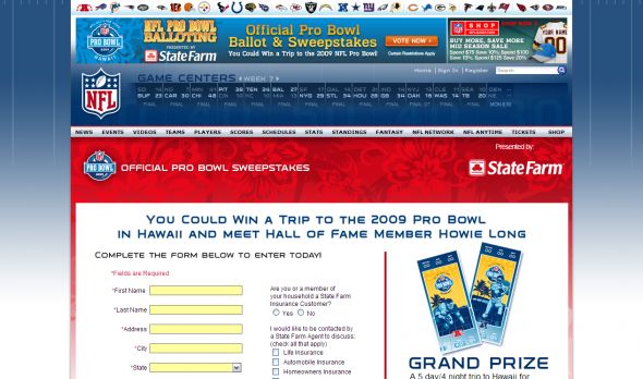2009 State Farm Pro Bowl Balloting Sweepstakes