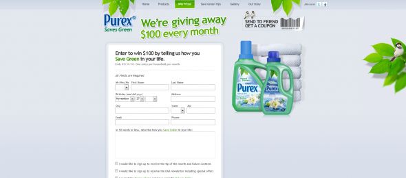 Purex Save Green with Purex Sweepstakes