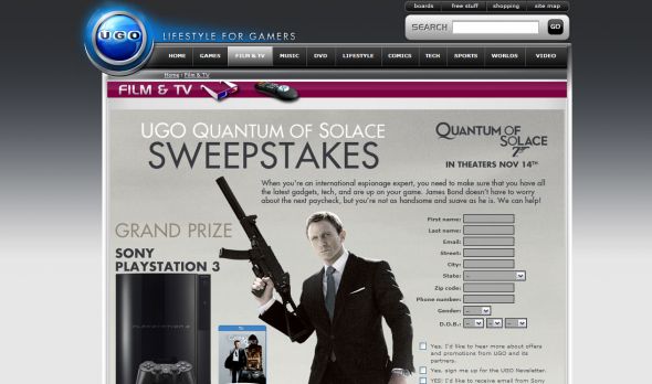 The UGO Quantum of Solace Sweepstakes