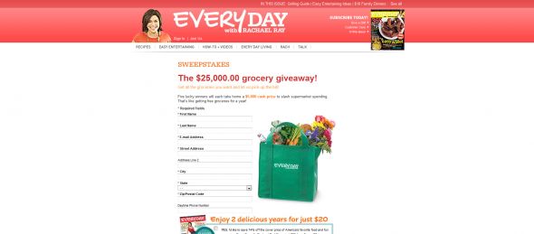 Every Day with Rachael Ray $25,000.00 Grocery Giveaway Every Day with Rachael Ray $25,000.00 Grocery Giveaway