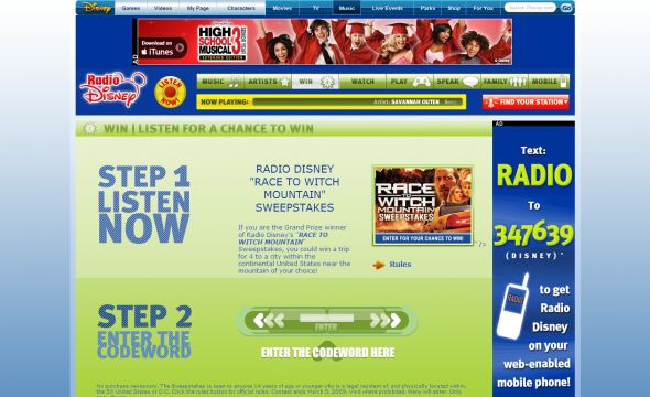 Radio Disney Race To Witch Mountain Sweepstakes