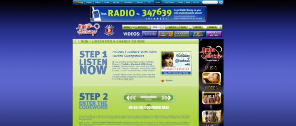 Radio Disney’s Holiday Giveback With Demi Lovato Sweepstakes