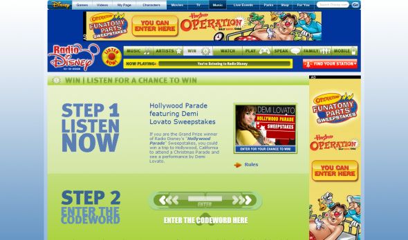 The Radio Disney’s Hollywood Parade featuring Demi Lovato Sweepstakes