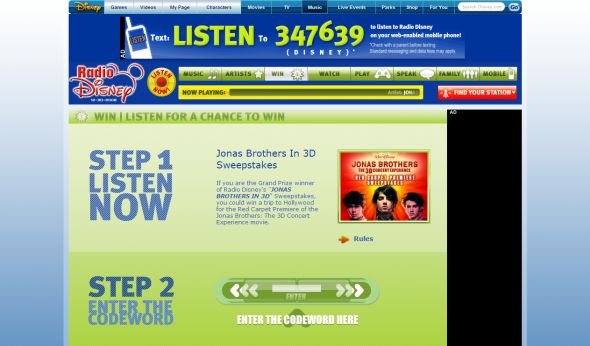 Radio Disney Jonas Brothers In 3D Sweepstakes