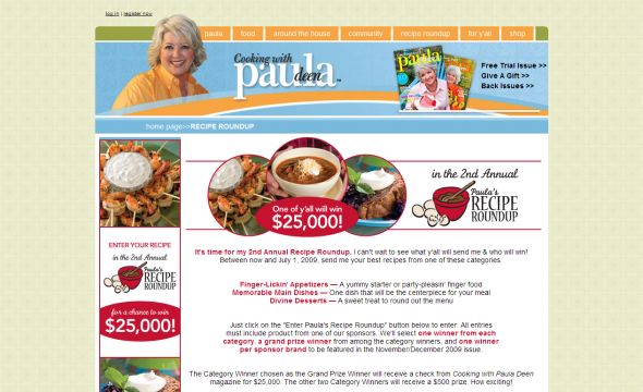 Cooking with Paula Deen Recipe Roundup Contest