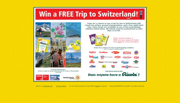 Ricola Win a Trip to Switzerland Sweepstakes