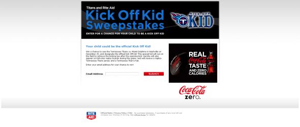 Coke Titans Rite Aid Express-Kick Off Kid Promotion
