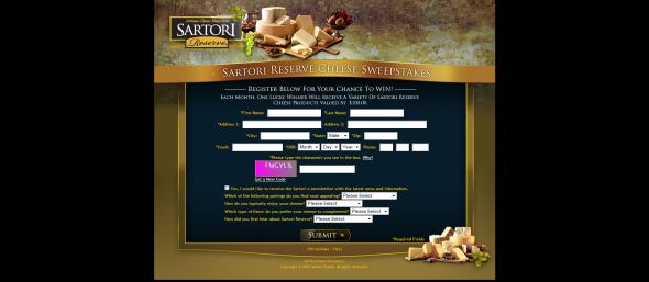 Sartori Reserve Cheese Sweepstakes