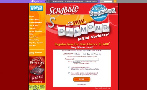 SCRABBLE Diamond Anniversary Instant Win Game