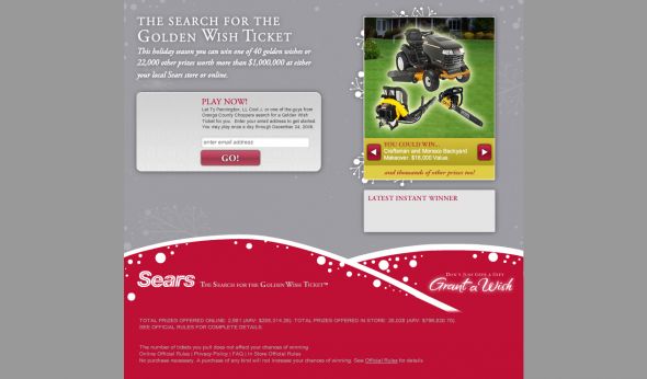 Sears Golden Wish Ticket Online Instant Win Game