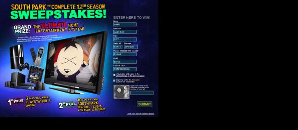 Comedy Central South Park 12 DVD Home Entertainment Sweepstakes