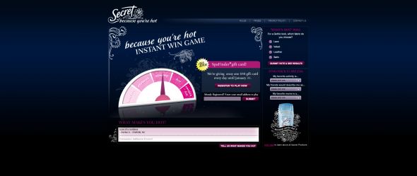 Secret Deodorant’s What’s Hot Instant Win Game