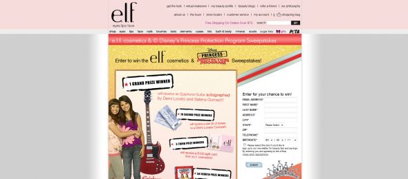 e.l.f. Cosmetics & Disney Princess Protection Program Sweepstakes