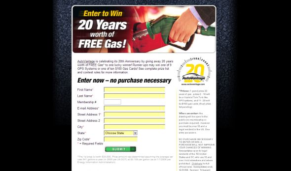 The AutoVantage 20th Anniversary Sweepstakes