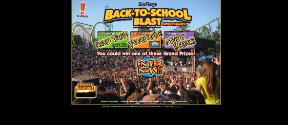 Six Flags Back To School Blast Sweepstakes