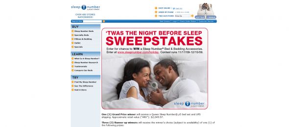 Select Comfort Twas the Night Before SLEEP Sweepstakes