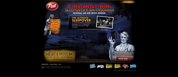 Sleepover at the Smithsonian Instant Win Game
