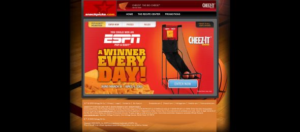 Cheez-It ESPN On-line Pop-A-Shot Winner A Day Sweepstakes