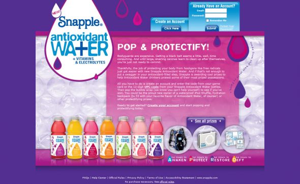 The Snapple Antioxidant Water “Pop & Protectify!” Instant Win Game