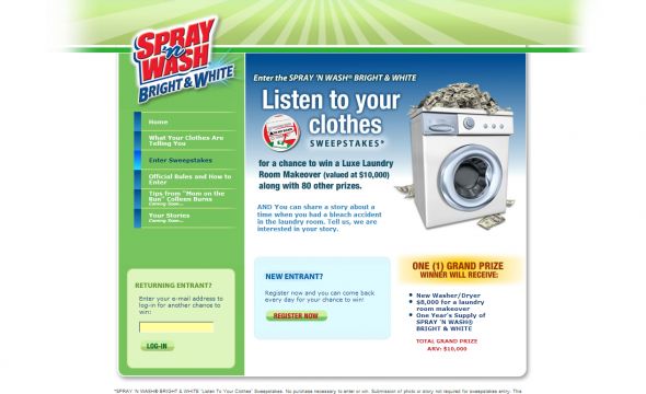 Spray ‘N Wash Listen to Your Clothes Sweepstakes