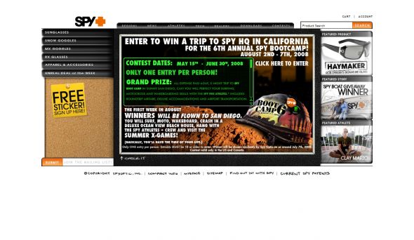 The Spy Optic Boot Camp Promotion Sweepstakes