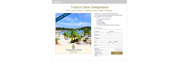 Tropical Oasis Sweepstakes