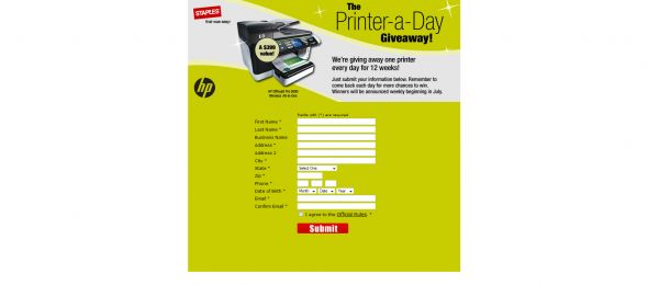 Staples Printer-a-Day Giveaway