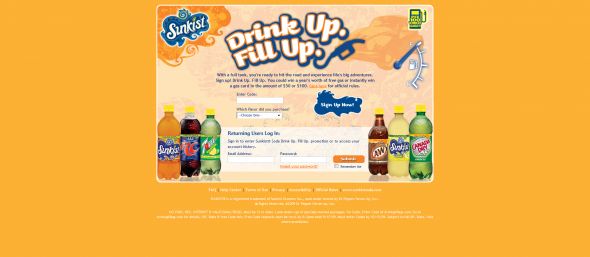 2009 Sunkist Soda Drink Up Fill Up UTC Game