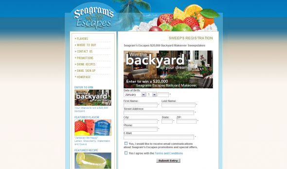 The Seagram’s Escapes Backyard Makeover Sweepstakes