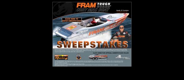 Fram Tough Guard Cory Mac Boat Sweepstakes
