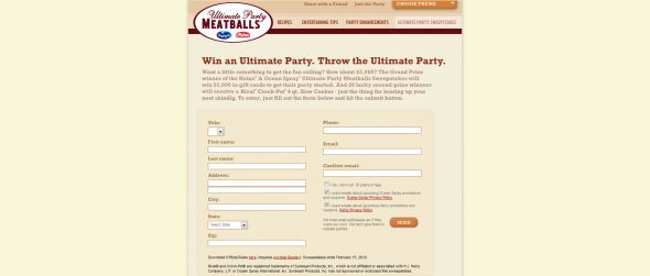 Ultimate Party Meatballs Sweepstakes