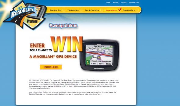 The Prestone Get Road Ready Sweepstakes