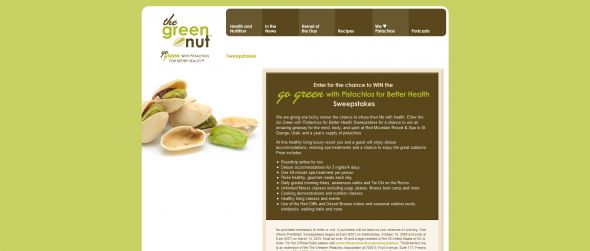 Go Green With Pistachios for Better Health Sweepstakes