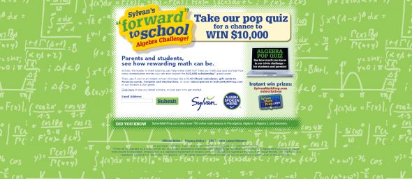 Sylvan Learning Forward to School Algebra Challenge
