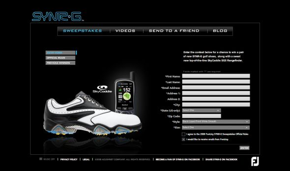 2008 FootJoy SYNR-G Prepare To Launch Sweepstakes