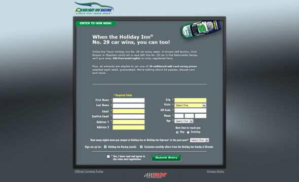When the No. 29 Team Wins You Can Win Sweepstakes
