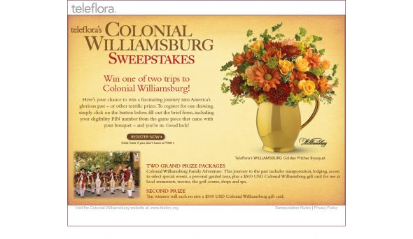 Teleflora’s Colonial Williamsburg Sweepstakes