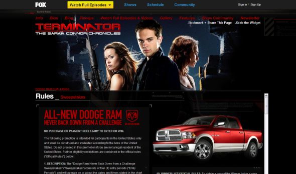 Terminator – Dodge Ram Never Back Down from a Challenge Sweepstakes