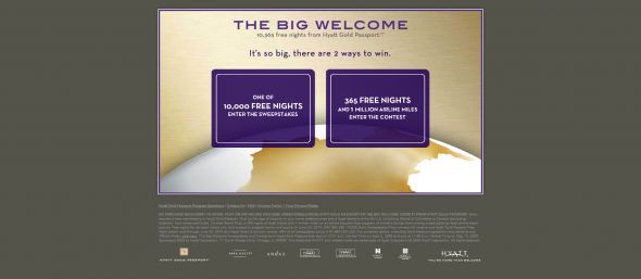 Big Welcome Contest and Sweepstakes from Hyatt Gold Passport