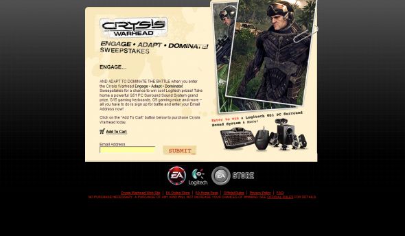 The CRYSIS WARHEAD Engage Adapt Dominate! Sweepstakes
