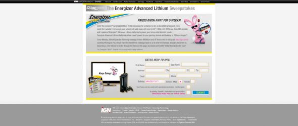 Energizer Advanced Lithium Sweepstakes