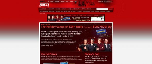 Holiday Games on ESPN Radio Powered by Blockbuster Sweepstakes