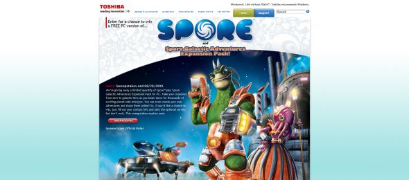 Toshiba Spore Video Game Sweepstakes